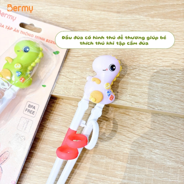Đũa tập ăn Bermy hình thú cho bé (màu sắc/ họa tiết ngẫu nhiên)