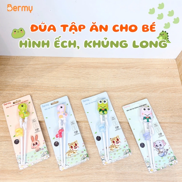 Đũa tập ăn Bermy hình thú cho bé (màu sắc/ họa tiết ngẫu nhiên)
