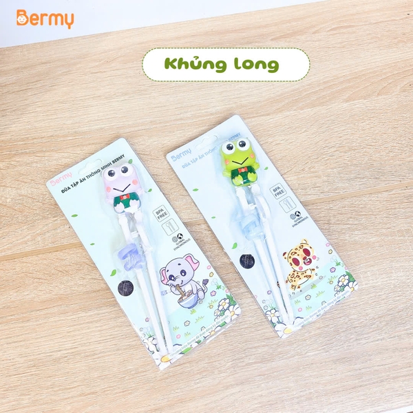 Đũa tập ăn Bermy hình thú cho bé (màu sắc/ họa tiết ngẫu nhiên)