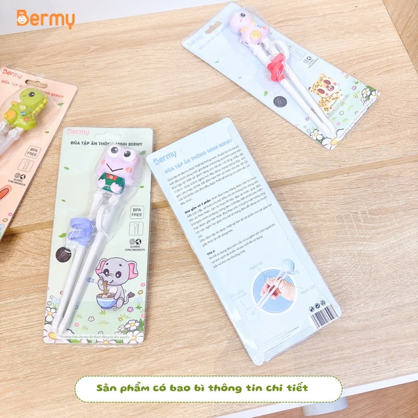 Đũa tập ăn Bermy hình thú cho bé (màu sắc/ họa tiết ngẫu nhiên)