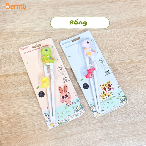 Đũa tập ăn Bermy hình thú cho bé (màu sắc/ họa tiết ngẫu nhiên)