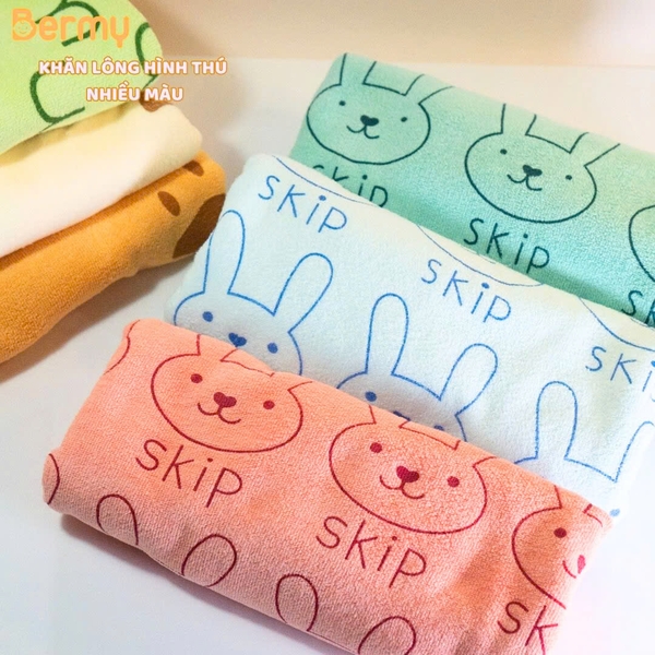 Khăn lông Bermy hình nhiều màu 70x140cm (màu ngẫu nhiên)