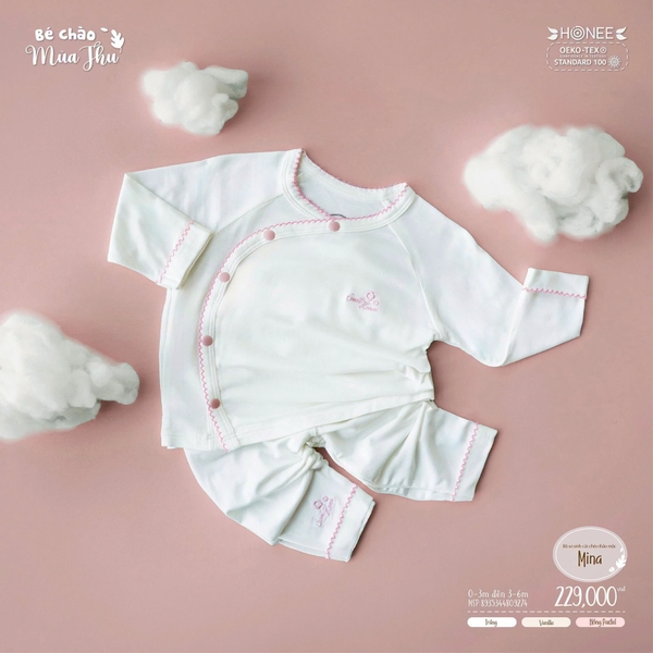 Bộ sơ sinh cài chéo thảo mộc Mina Honee 9274