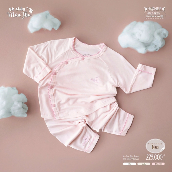 Bộ sơ sinh cài chéo thảo mộc Mina Honee 9274