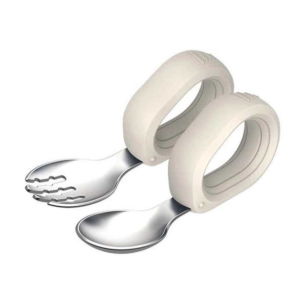 Bộ thìa nĩa inox tay cầm tròn Hallysen - màu be