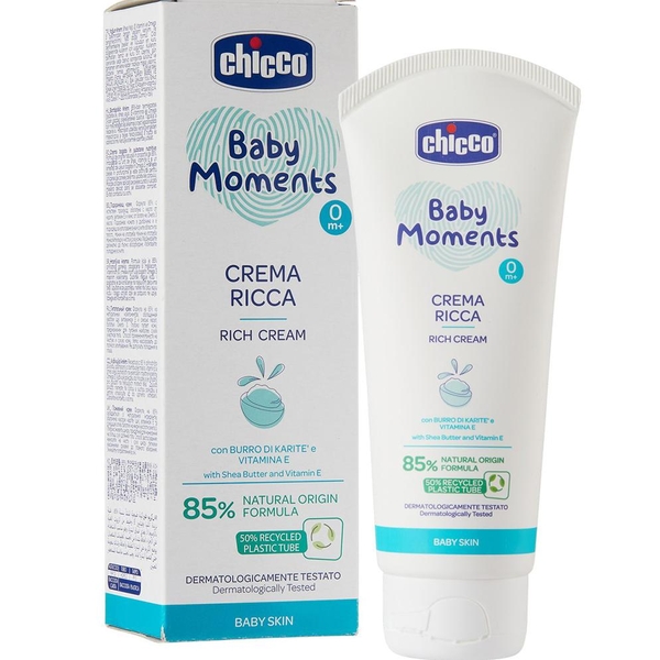 Kem dưỡng ẩm Chicco Omega và vitamin E 100ml (0M+)