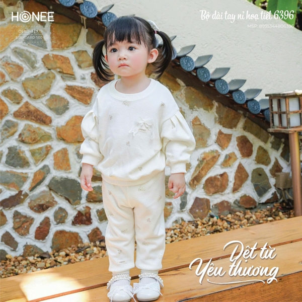 Bộ dài tay nỉ họa tiết Honee 6396