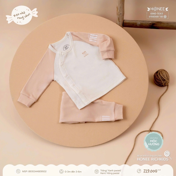Bộ sơ sinh nỉ lông cài chéo Honee Richkids 9502