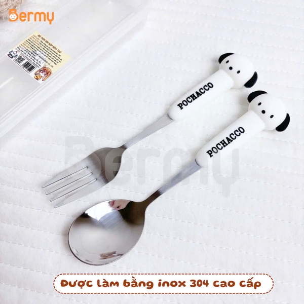 Bộ thìa nĩa Bermy hộp hình thú (màu sắc/ họa tiết ngẫu nhiên)