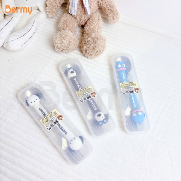 Bộ thìa nĩa Bermy hộp hình thú (màu sắc/ họa tiết ngẫu nhiên)