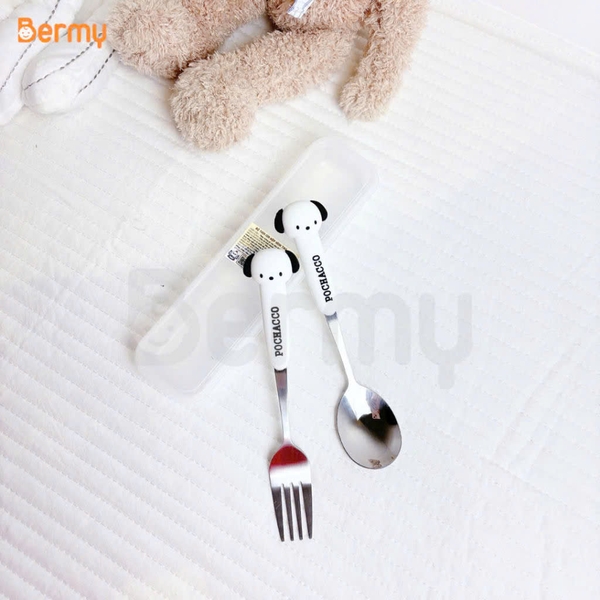 Bộ thìa nĩa Bermy hộp hình thú (màu sắc/ họa tiết ngẫu nhiên)