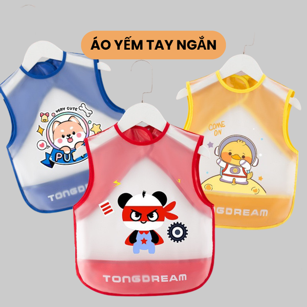 Áo Yếm Ăn Dặm 3D Không Thấm Nước cộc tay (màu ngẫu nhiên)
