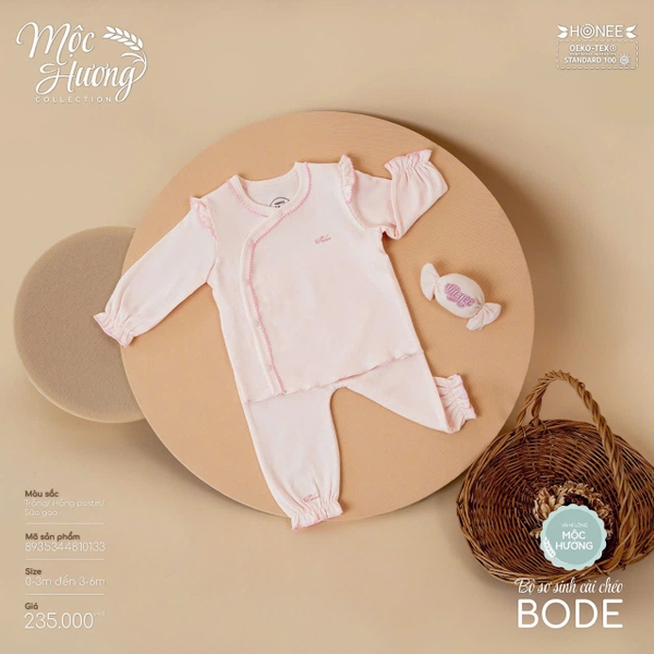 Bộ sơ sinh nỉ lông cài chéo Bode Honee 0133