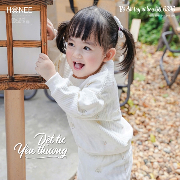 Bộ dài tay nỉ họa tiết Honee 6396