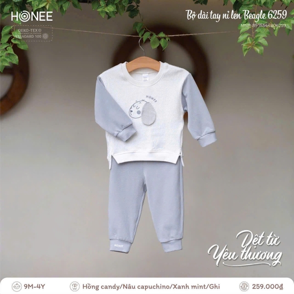 Bộ dài tay nỉ len Beagle Honee 6259