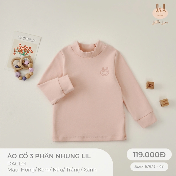 (DHV) Áo cổ 3 phân nhung Little Love