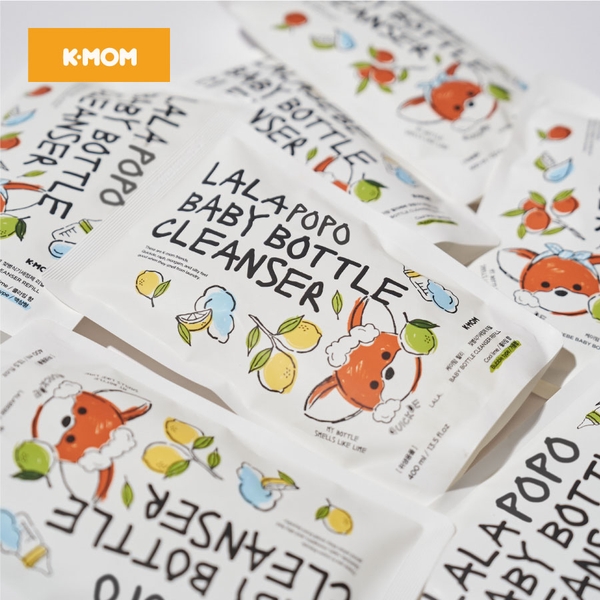 Nước Rửa Bình Thuần Chay K-Mom Lalapopo Hàn Quốc – Túi 400 (dạng bọt)