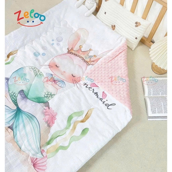 Chăn Trần Bông 4D Zeloo Manny  110x110cm (họa tiết ngẫu nhiên)