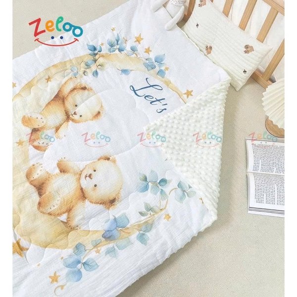 Chăn Trần Bông 4D Zeloo Manny  110x110cm (họa tiết ngẫu nhiên)