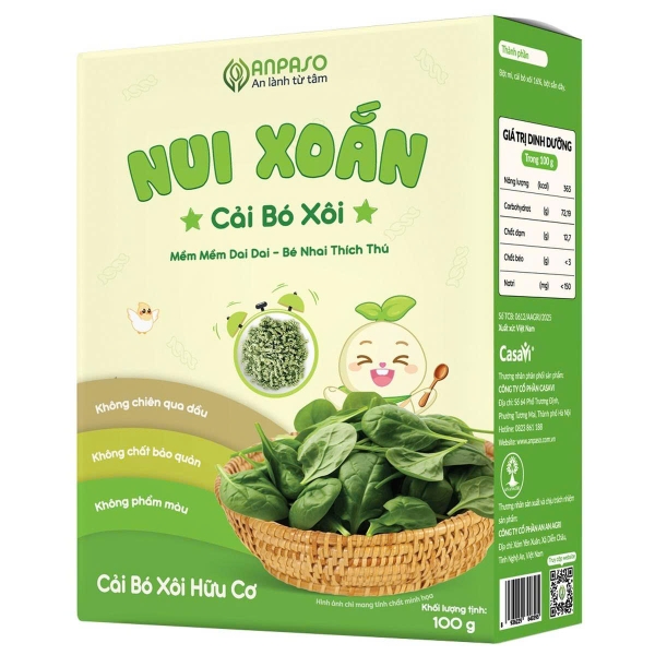 Nui Xoắn Cải Bó Xôi Anpaso 100g (6M+)