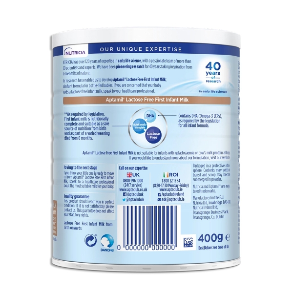 Sữa Aptamil Lactose Free cho trẻ 0-12 tháng 400g
