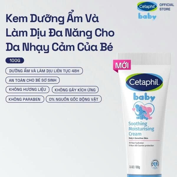 Kem dưỡng ẩm và làm dịu cho da nhạy cảm Cetaphil 100g (0M+)