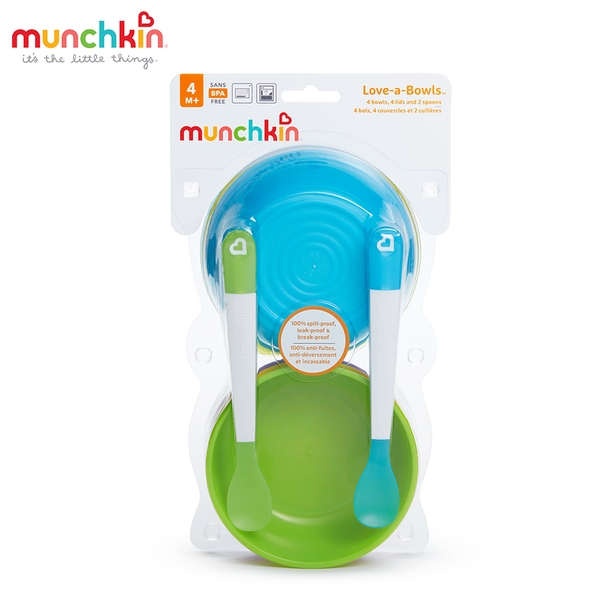 Bộ 4 bát có nắp + 2 thìa Munchkin MK43867