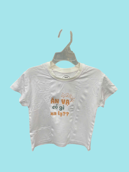 Áo T shirt Ăn vạ có gì lạ Hrnee màu trắng sứ (6-9M)