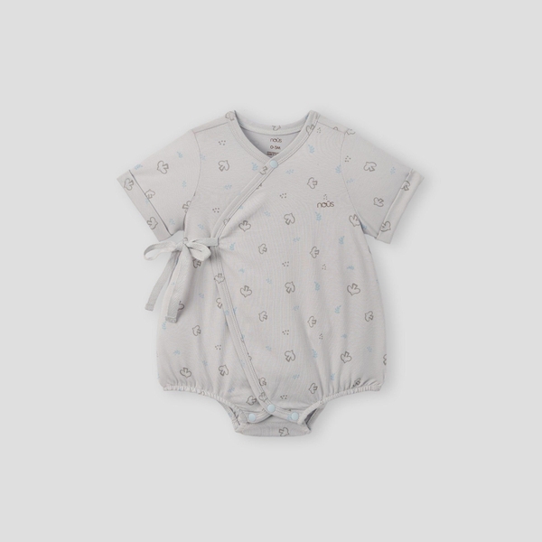 Set 2 bodysuit cộc cài lệch Nous màu ghi in họa tiết