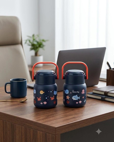 [MẪU MỚI] Bình Ủ Cháo Giữ Nhiệt Inox 304 Kèm Thìa GOOBY 500ml (giao màu ngẫu nhiên)