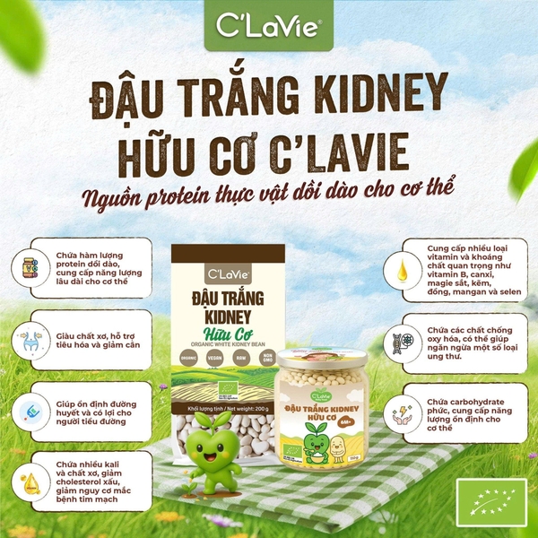 Đậu trắng kidney hữu cơ C'LaVie 110g (6M+)