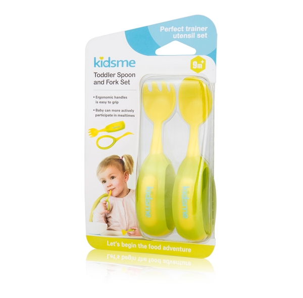 Bộ nĩa và muỗng tập ăn Kidsme 9853 - màu Chanh (9M+)