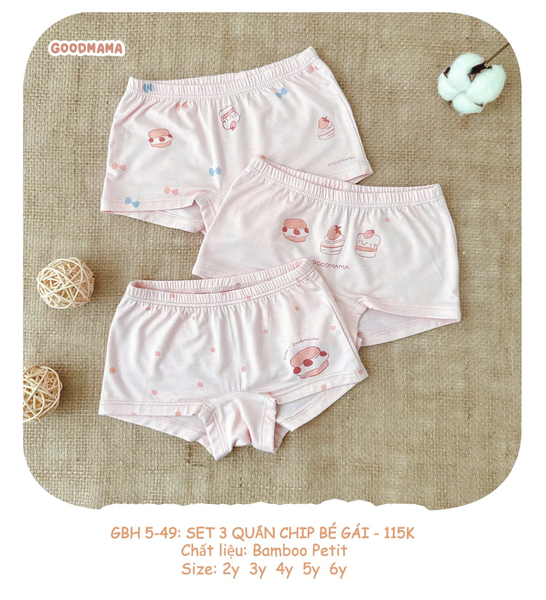 Set 3 quần chip bé gái Good Mama GBH5-49