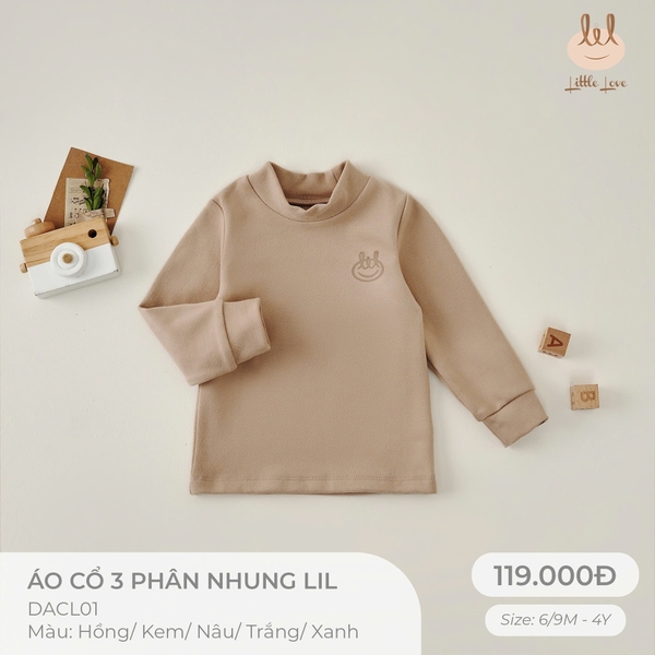 (DHV) Áo cổ 3 phân nhung Little Love