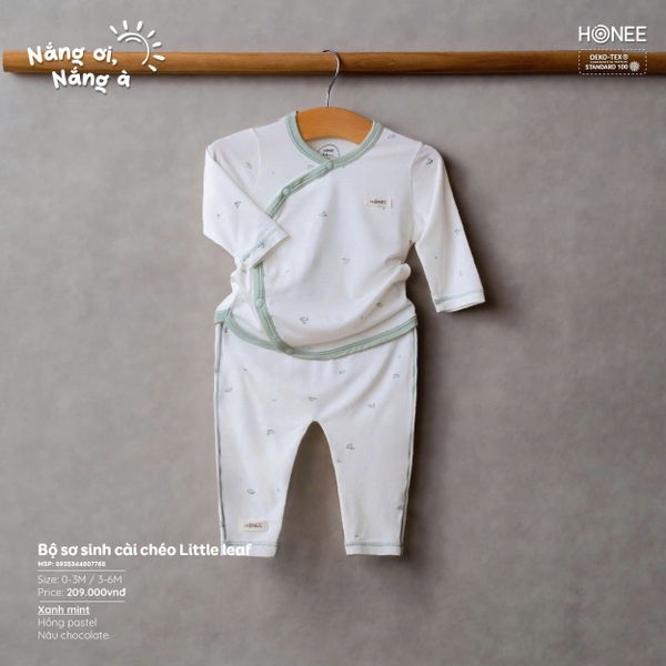 (C1.5) Bộ sơ sinh cài chéo Little Leaf 7768 Honee