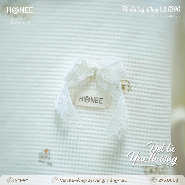 Bộ dài tay nỉ họa tiết Honee 6396