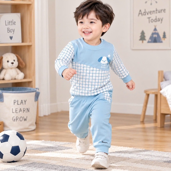 Bộ kẻ caro hình cún Avaler