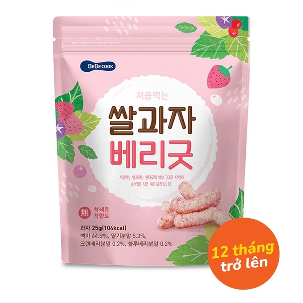 Bánh hình que hữu cơ BeBecook vị trái cây cho bé 12 tháng