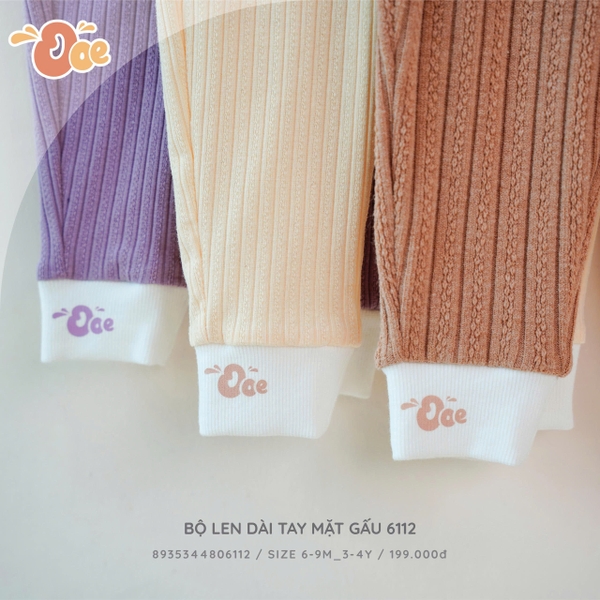 Bộ len dài tay mặt gấu 6112 OOE