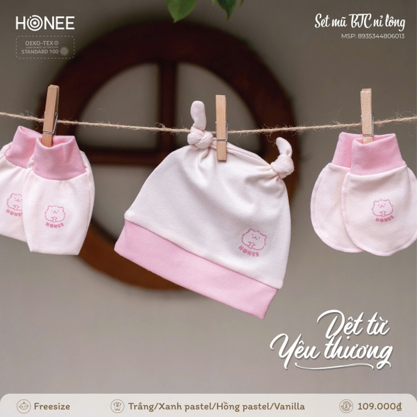 Set mũ BTC nỉ lông Honee 6013