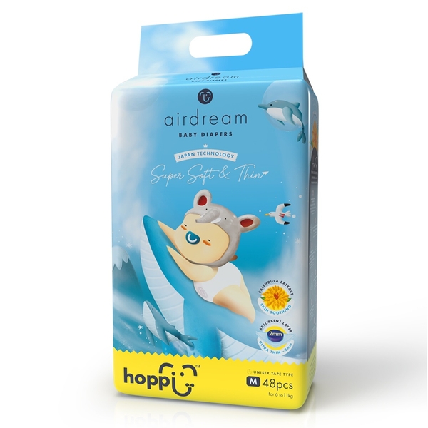 Bỉm - Tã dán Hoppi Airdream size M48 miếng (cho bé 6 - 11kg)