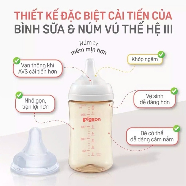 Bình sữa PP Pigeon Softouch Baby-Friendly World cổ rộng 160ml - Mùa xuân (từ 0 tháng)