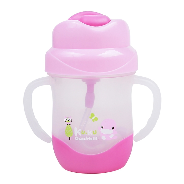 Bình uống nước kèm ống hút và có tay cầm KuKu Ku5472 200ml (Màu ngẫu nhiên)