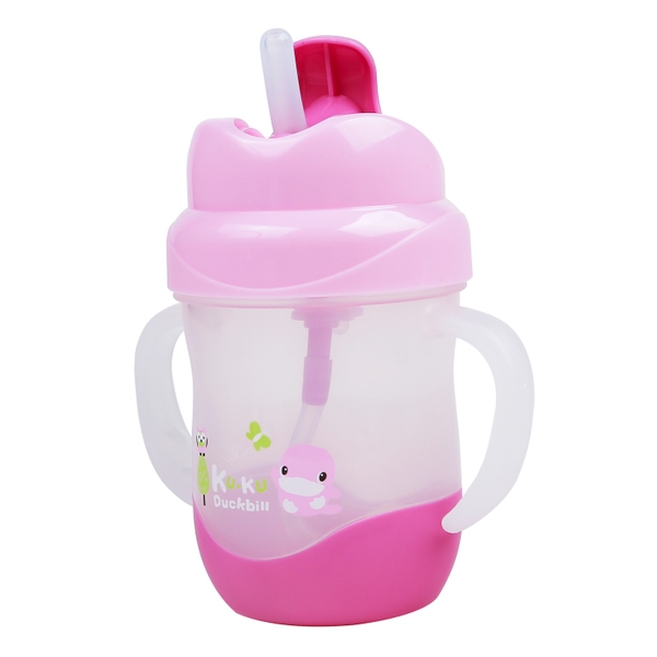 Bình uống nước kèm ống hút và có tay cầm KuKu Ku5472 200ml (Màu ngẫu nhiên)