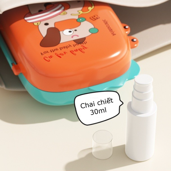 Bộ cọ rửa bình sữa di động Bebikr 6 chi tiết hình vali có giá úp (màu ngẫu nhiên)