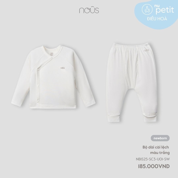 Bộ cài lệch dài màu trắng NewBorn NOUS