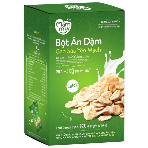 Bột ăn dặm Mămmy gạo sữa yến mạch 140g (6M+)