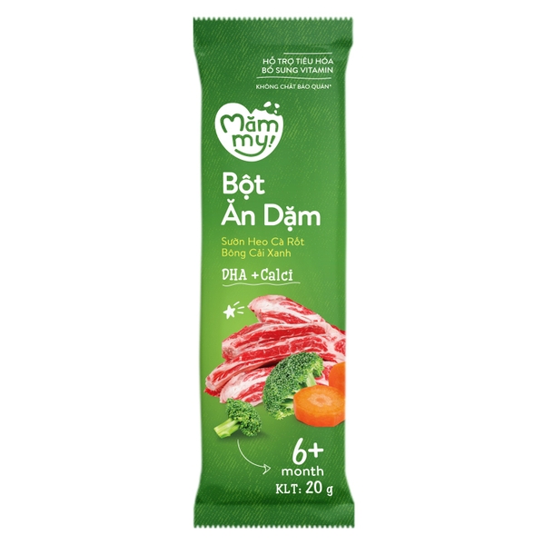 Bột ăn dặm Mămmy sườn heo, cà rốt, bông cải xanh 140g (6M+)
