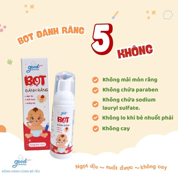 Bọt tập đánh răng cho bé Goodmama 60ml nuốt được