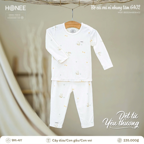 (DHV) Bộ cài vai nỉ nhung tăm Honee 6402